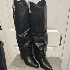 Sleek Black Over the Knee Boots with Medium Heel